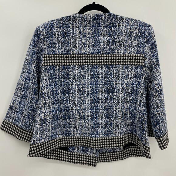 CABI Reina 21 Club Houndstooth Front Tie Blue Black Blazer Sweater Size M - Picture 4 of 6